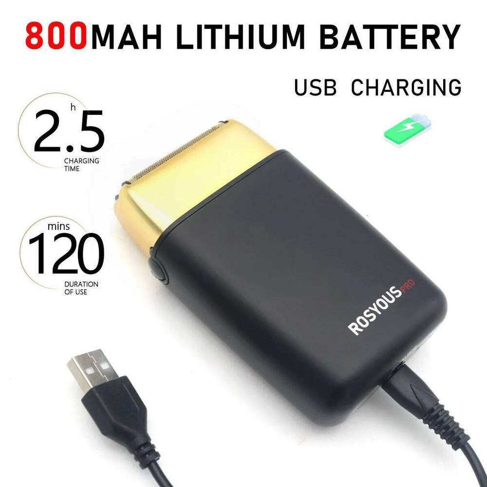 10000Rpm ROSYOUS Rs-620 Men's Shaving Hine Double Foil Cordless USB Interface Oil Head Electric Shaver Professional Trimmer