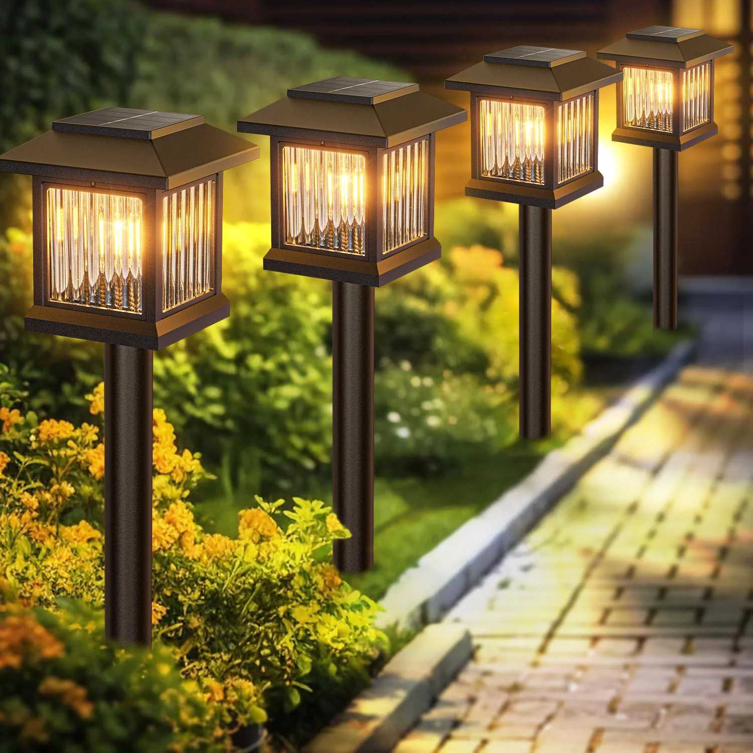 12-Pack Solar Outdoor Lights Auto On/Off Solar Garden Street Lights for Lawn Patio Driveway - Perfect Gifts XJ250606