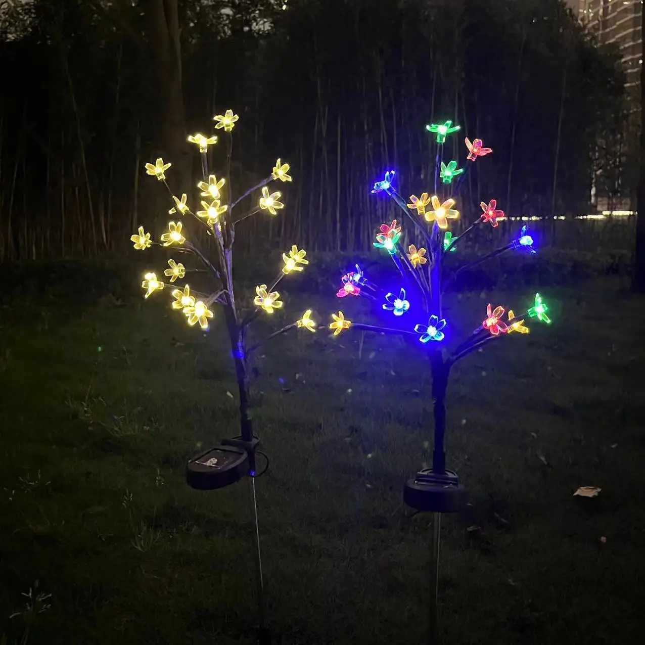 Solar Cherry Blossom Lights Garden Lights 20LED Outdoor Lawn Lights Patio Decoration Garden Aisle Ambient Landscape Light 1001 W250607