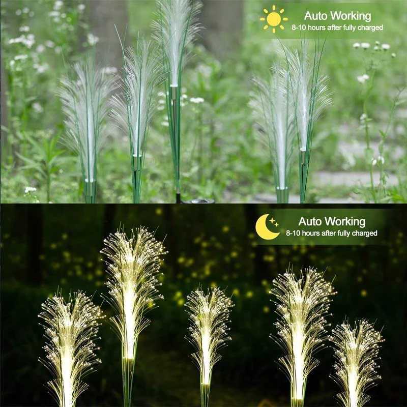 LED Solar Garden Lights Luminous Reed Outdoor Decorative Solar Powered Flower Stake Light Christmas Lights for Yard Lawn GardenXJ250606