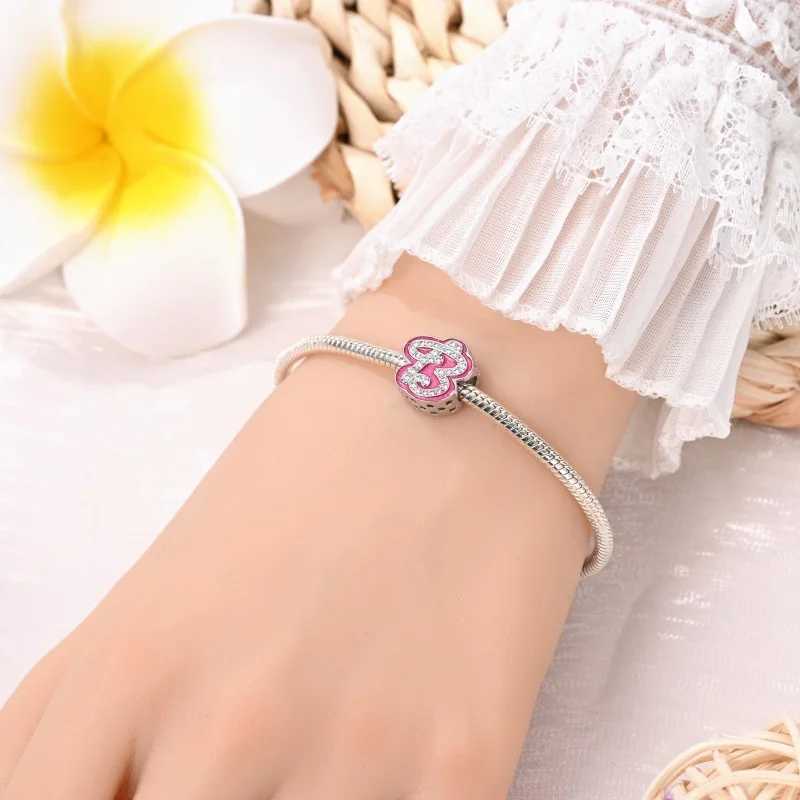 100% 925 Sterling Silver 26 Letter Shiny Baie Pink Series Charms Beads Fit Pan Original Bracelets DIY Gifts Fine Jewelry XJ250607