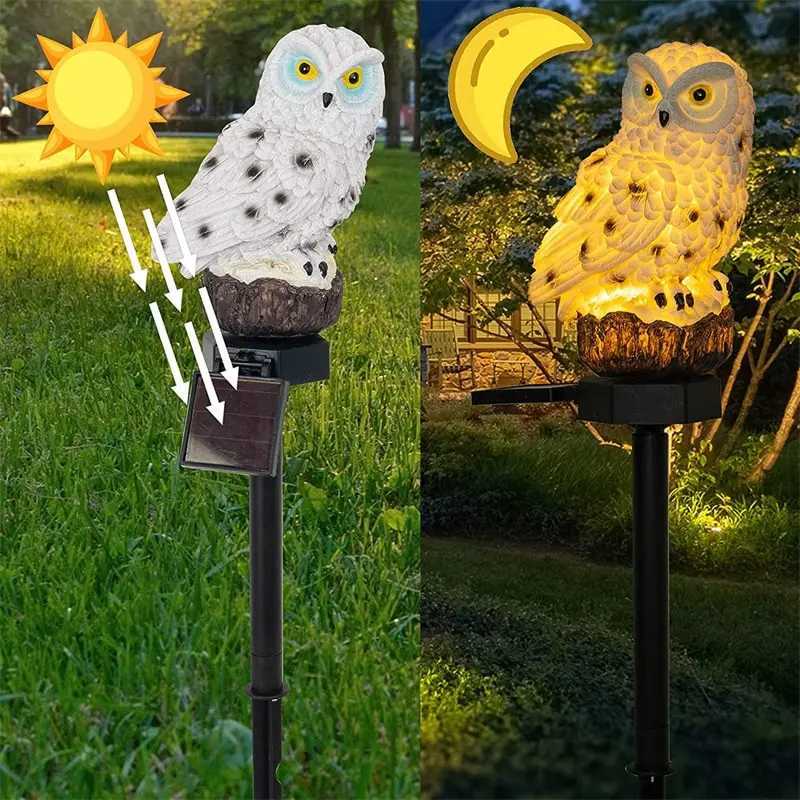 Solar Owl Garden Light Outdoor LED Lawn Lamp for Garden Decoration Waterproof Christmas Lights Outdoor Solar Lamp Post XJ250606