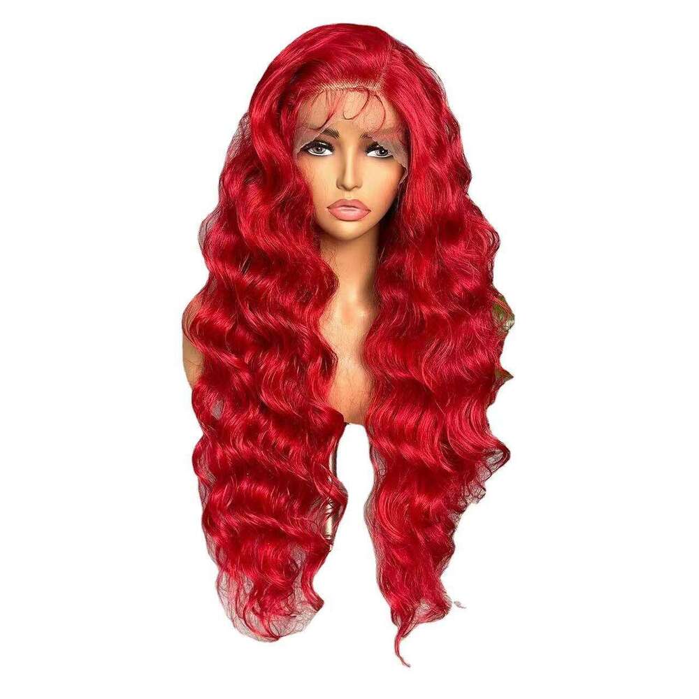 Front New Red Long Curly Hair Big Waves Lace Wig Hot Sale