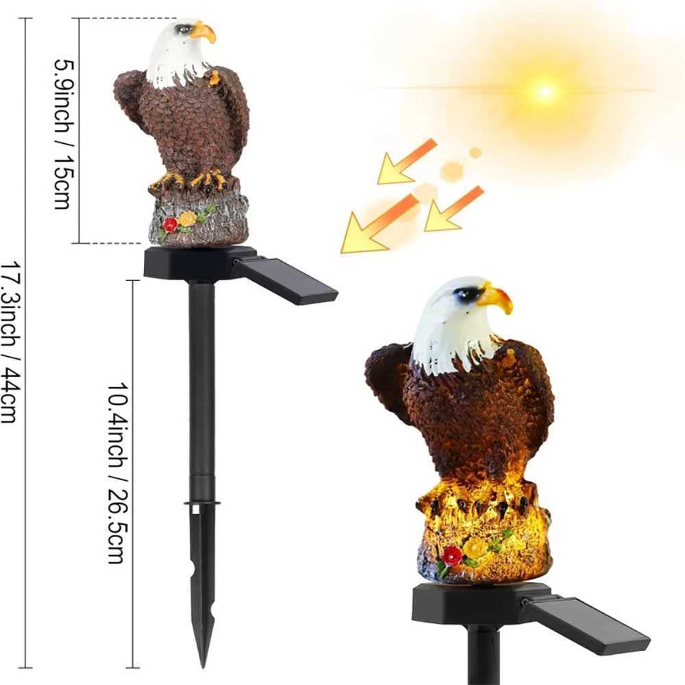 LED Solar Lights Outdoor IP44 Rainproof Owl Resin Lamps Animal Yard Lawn Garden Decoration Night Lights Ground Plug Lights XJ250606