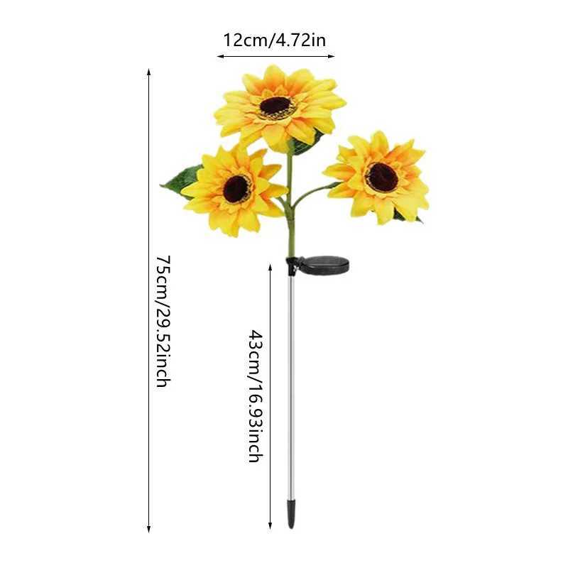 1/3 Head LED Solar Sunflower Outdoor Lawn Light Solar LED Light Garden Yard Lawn Night Lamp Landscape Garden Home DecorationXJ250606
