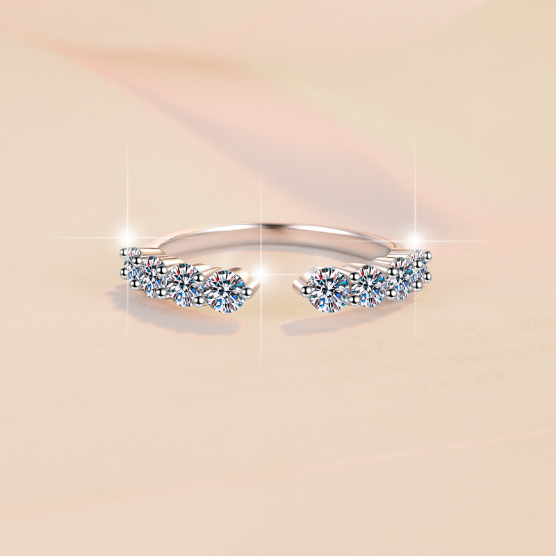 Luxury Single Row Moissanite Eternity Rings Crafted from High-Quality Sterling Silver Alloy | Ideal Gift Item