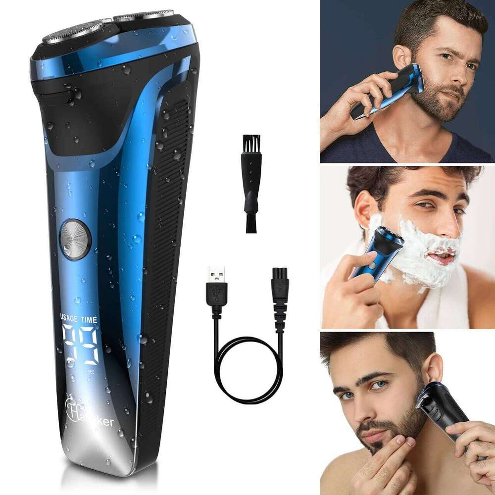 Hatteker Smart Shaver Upgrade Your Grooming Game 3 Flexible Heads LED Screen Fast Charging Perfect For Sensitive Skin Ht-906