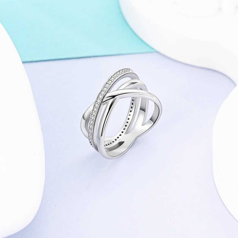 Rings For Women 925 Silver Sparkling Zircon Minimalist Geometric Star X Rings Romantic Wedding Engagement Valentine Jewelry Gift XJ250606