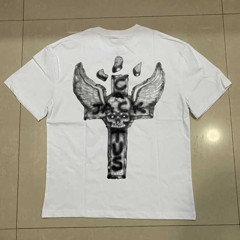 T-Shirt Europe America High Street Pop Funny Print Mens Casual Cotton White Tops Utopia Round Neck Short SLeeve W250607