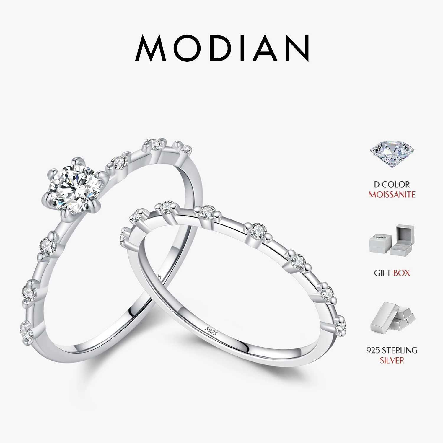 MODIAN D Color Moissanite Wedding Band 925 Sterling Silver Eternity Rings Lab Diamond Stackable Exquisite Jewelry For Women Gift XJ250606