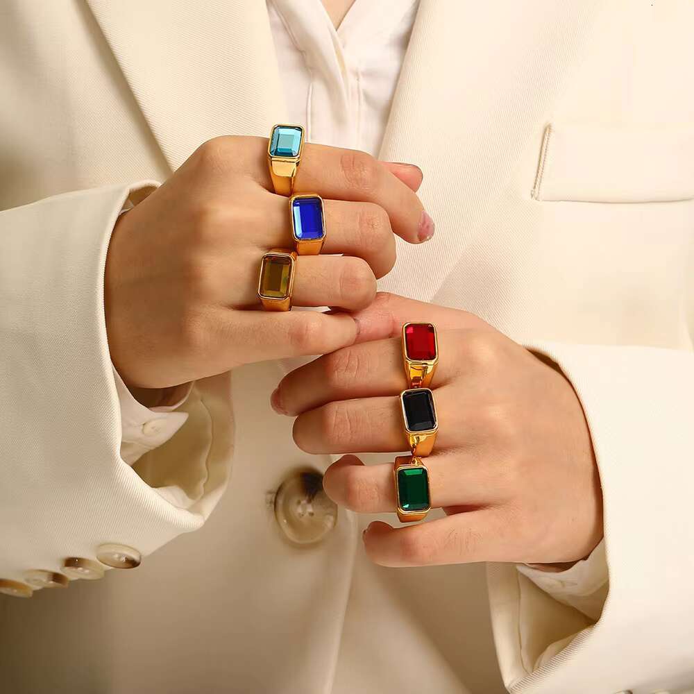 Retro simple large diamond women's ring European and American style S925 18K gold plating Popular new jewelry