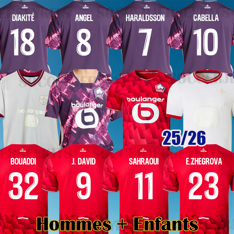 2025 2026 LOSC Lille soccer jerseys 80 Year Anniversary football shirt 25 26 Lille Olympique M.BAYO maillot Adult Kids Kit ZHEGROVA Equipment