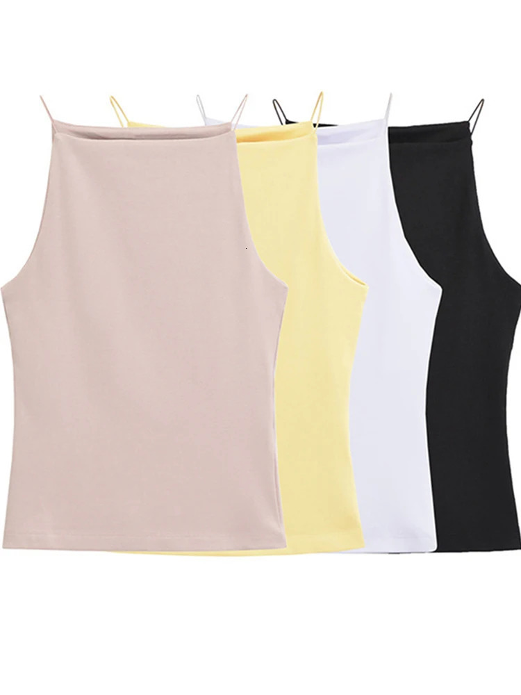Womens Solid Color Halter Tank Top Sleeveless Vest Thin Straps Camisole Summer Casual Fashion Wear 250527