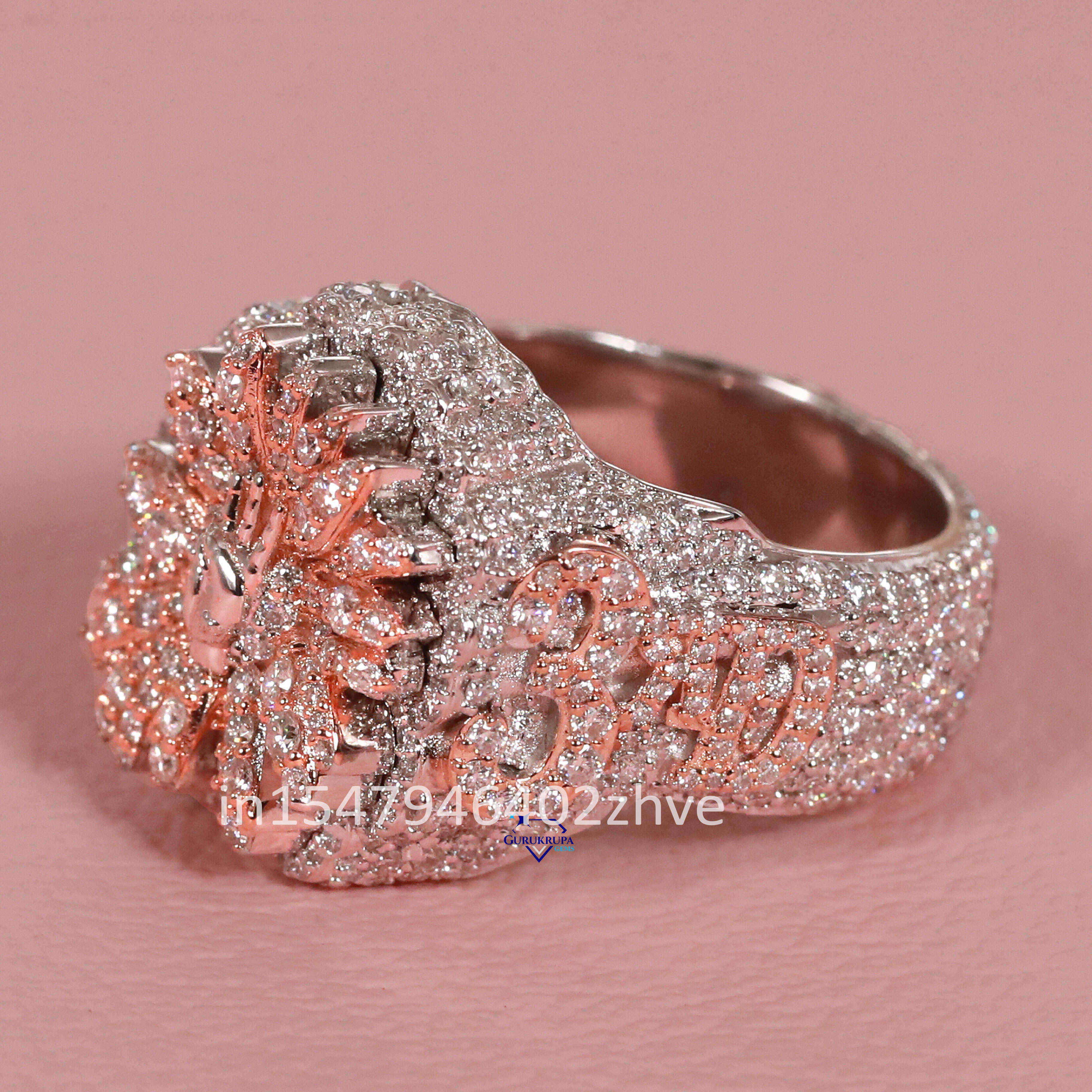 Upgrade Your Style With Our New Mens Ring Crafted 14 Kt White and Rose Gold Moissanite Diamond With Enhanced VVS Clarity