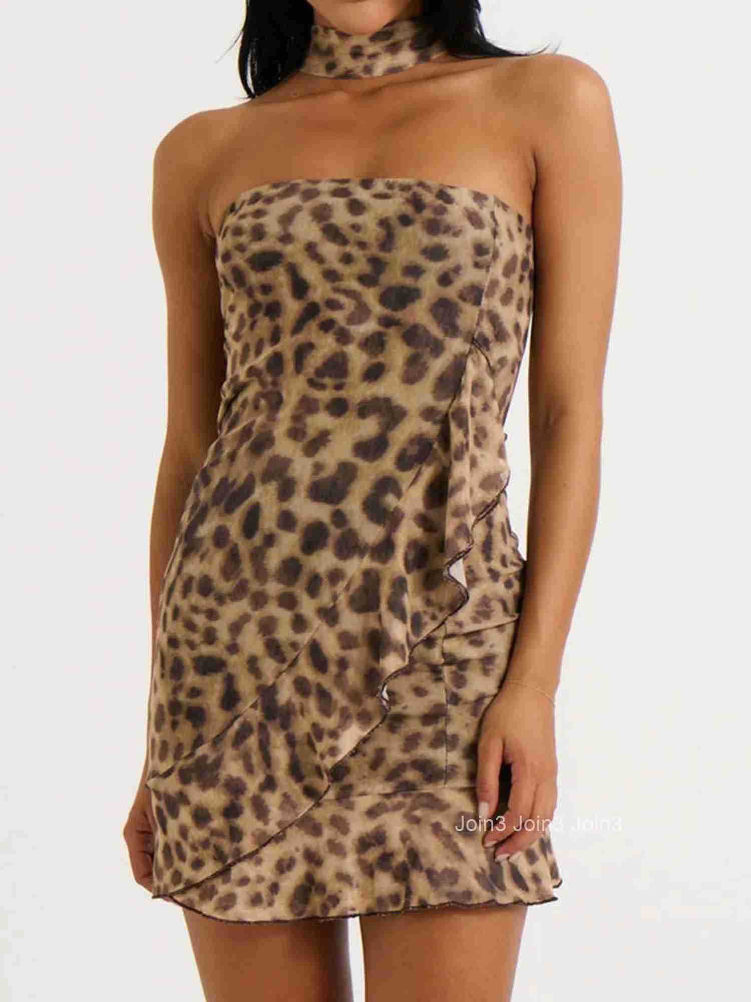 Womens Zebra Print Halter Neck Maxi Dress with Side Slit and Matching Headband for a Stylish Summer Look