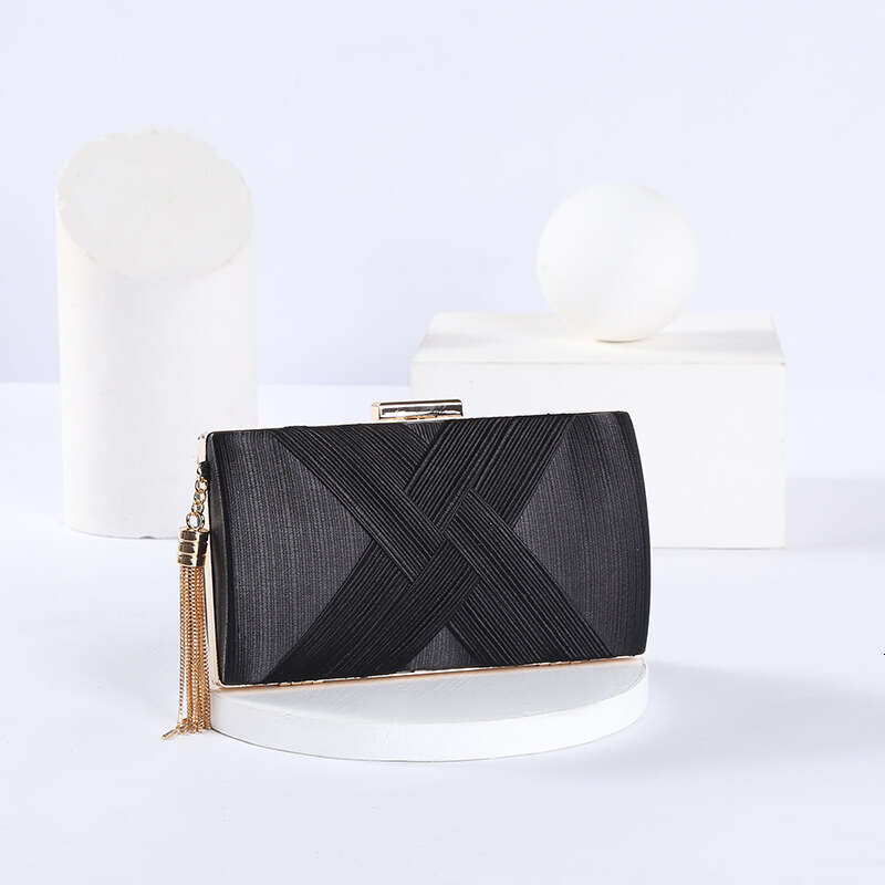 Silky Satin Woven Tassel Evening Clutch Women Chain Banquet Bag Stylish Handbag for Girls GUHUISHU