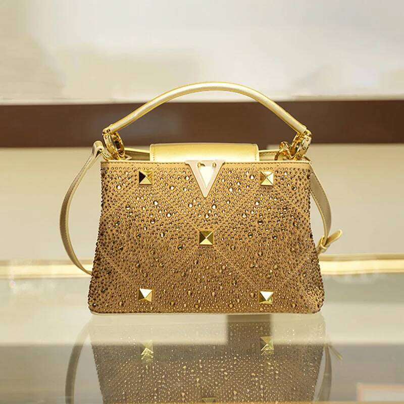 Rhinestone Handbags Women Rivet Crossbody 2024 Hasp Shoulder Top-Handle Bags Designer New In Handbag Bolsa Feminina