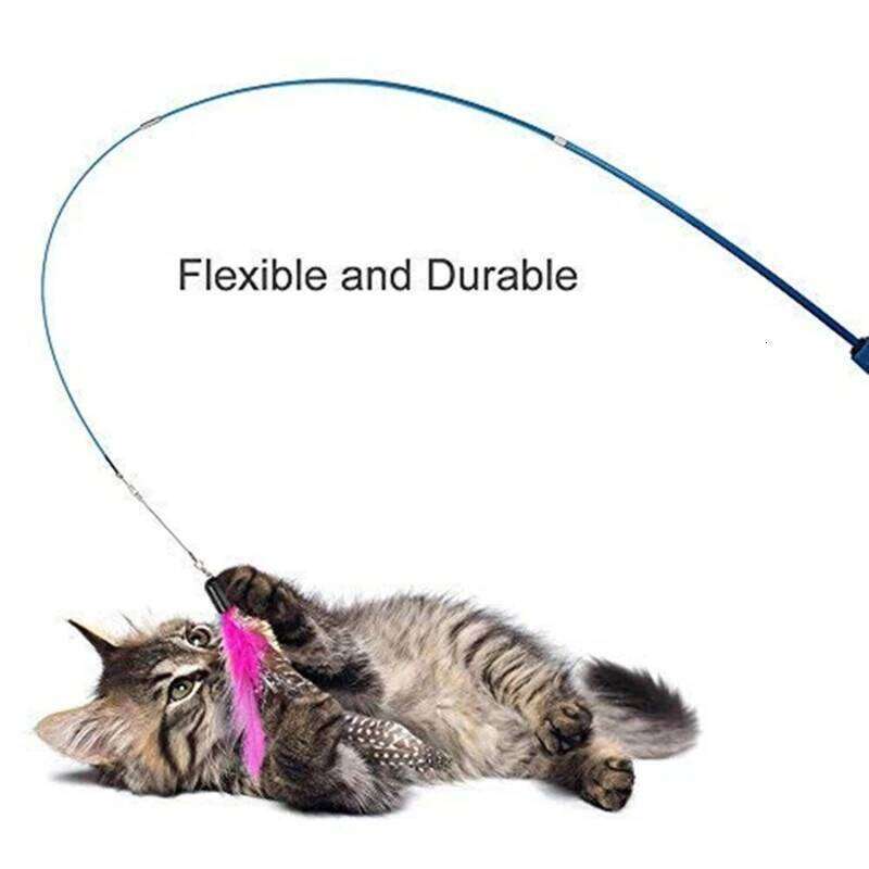 Cat Wands Three-section Telescopic Fishing Pole Wand Kitten Funny Catcher Rod Interactive Stick Teaser Toys