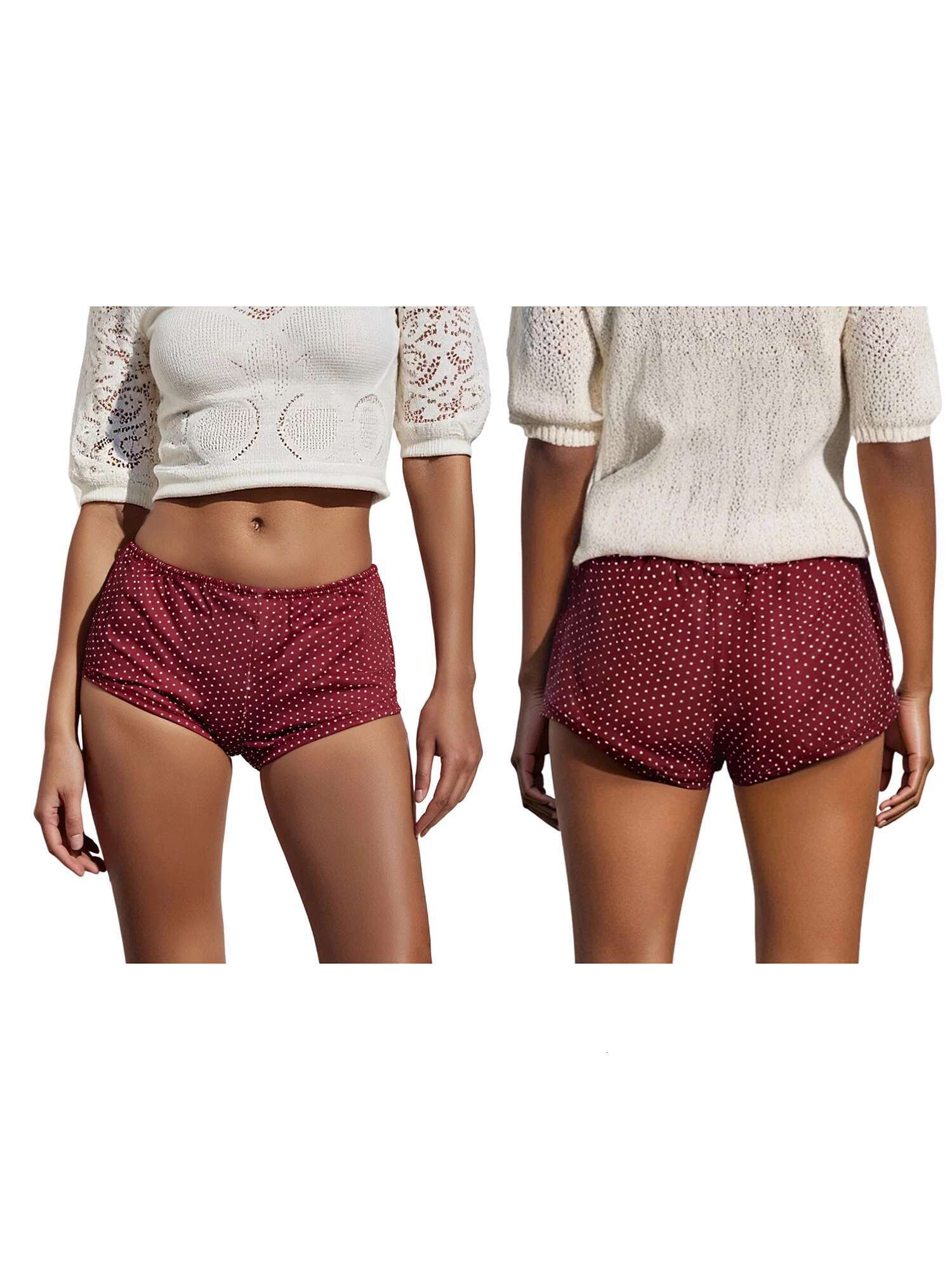 Womens Polka Dot Print Lounge Shorts Underwear with Low Waist and Fit for Casual and Going Out Wear