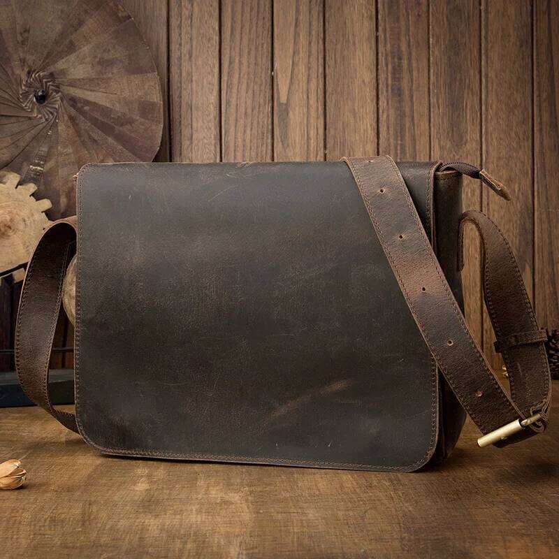Vintage Crazy Horse Briefcases Laptop A4 Office Men Cover Messenger Men's Leather Bag Computer Bags