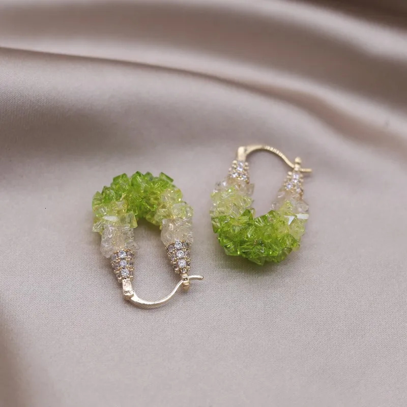 Korean Fashion Jewelry 14K Gold Plated Handmade Crystal Zircon Earrings Elegant Womens Party Accessories 250604