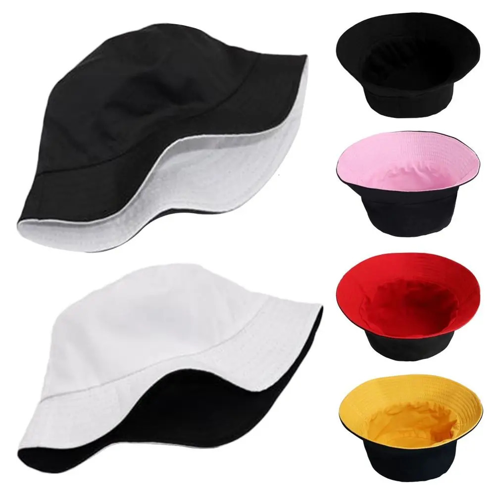 Foldable Double-sided Bucket Hat Summer Sun Hat Visor Fisherman Cap Sun Protection Big Brim Sunscreen Hats Caps for Men Women 250605