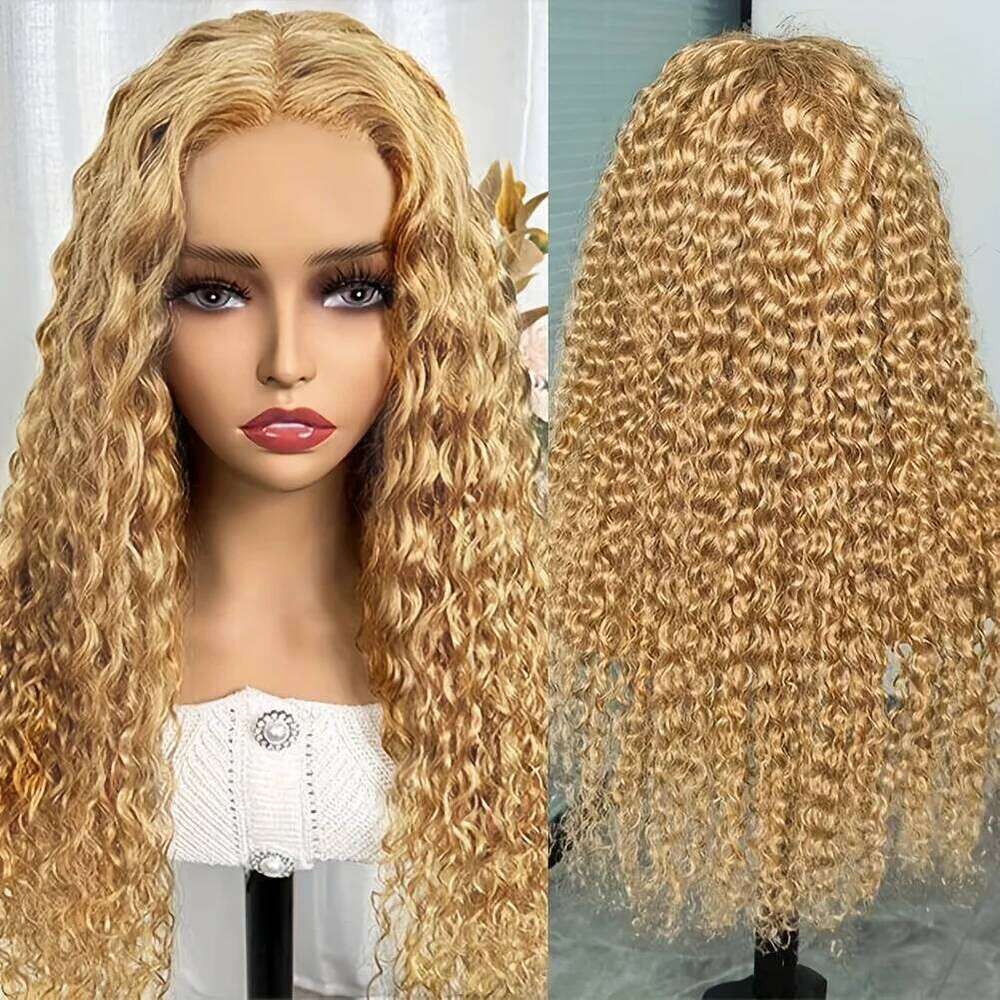 NAMM 200% Density #27 Honey Blonde 13x6 Frontal 13x4 Lace Front Human Hair Wig Deep Curly Wigs