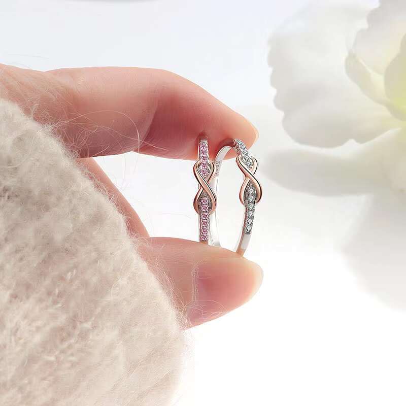 925 pure silver lucky number 8 ladies ring; ladies fashion jewelry; infinite lucky character moissanite inlaid ring; popular accessories