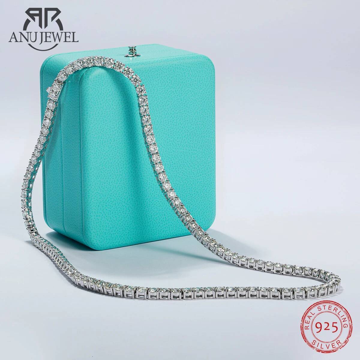 AnuJewe 4mm D Color Moissanite Dia Tennis Gold Plated Sterling Sier Necklace Customs Jewelry Wholesale