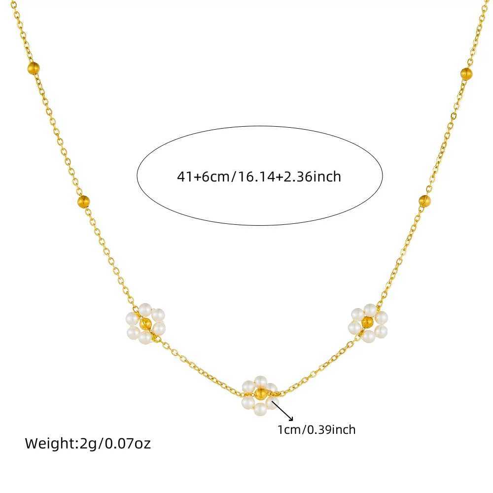 DIEYURO 316L Stainless Steel Pearl Splicing Flowers Necklace Earrings Set For Women Girl New Fashion Trend Jewelry Gift Z250607