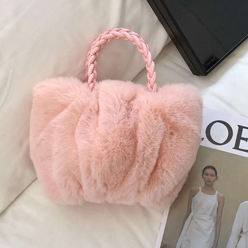 Small Square Women's New High-end Feel Autumn Winter Versatile Plush Woven Handbag Underarm Bag