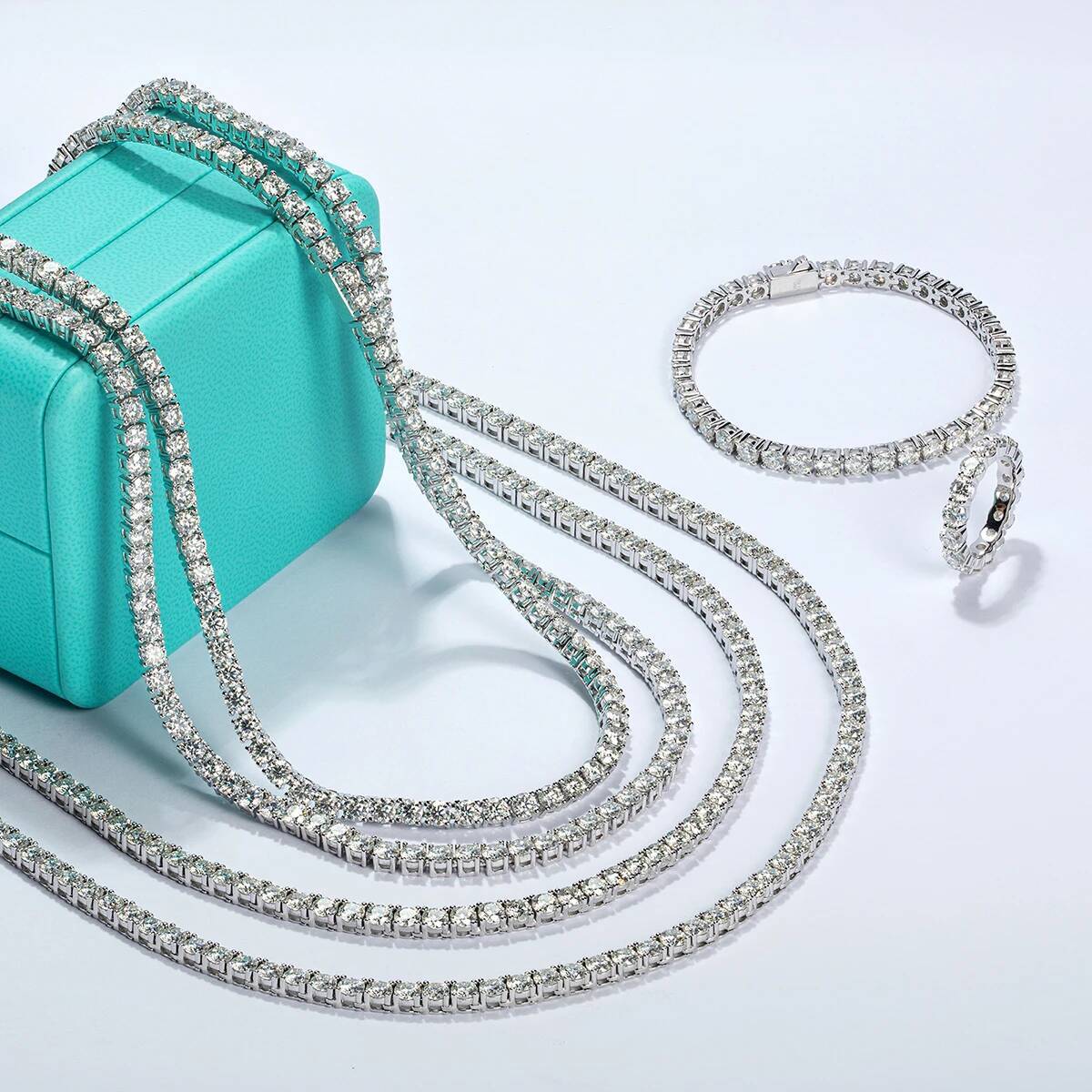 AnuJewe 4mm D Color Moissanite Dia Tennis Gold Plated Sterling Sier Necklace Customs Jewelry Wholesale