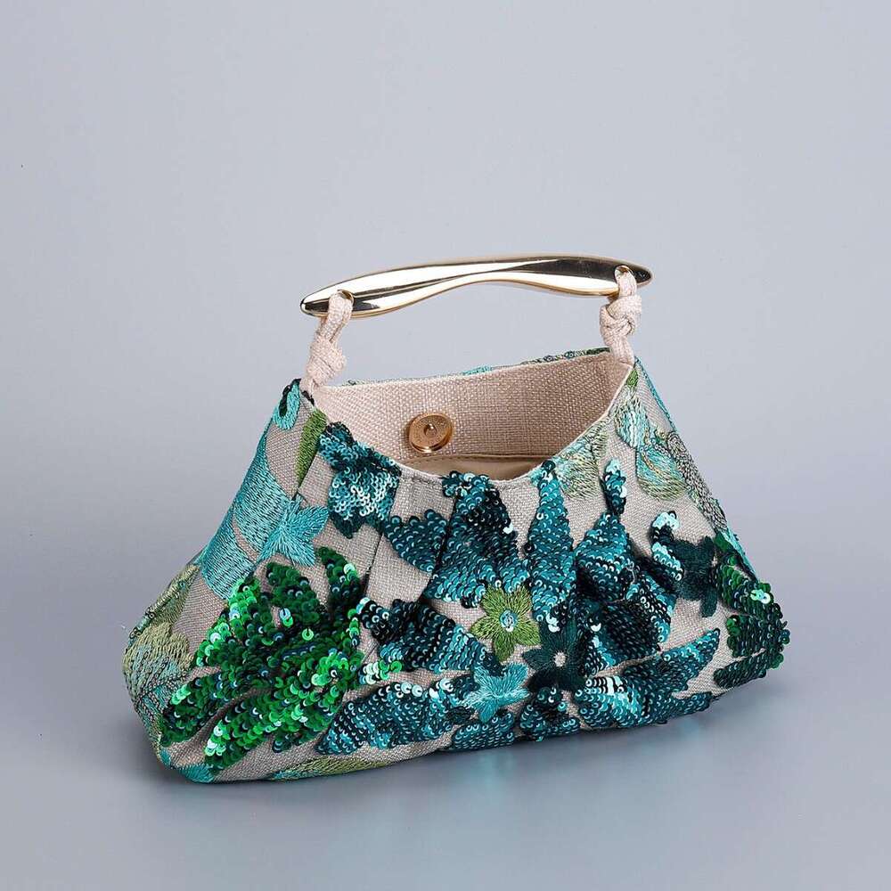 Women's Unique Evening Bag Pleated Handbag 2025 New High-End Shark Fin Sequin