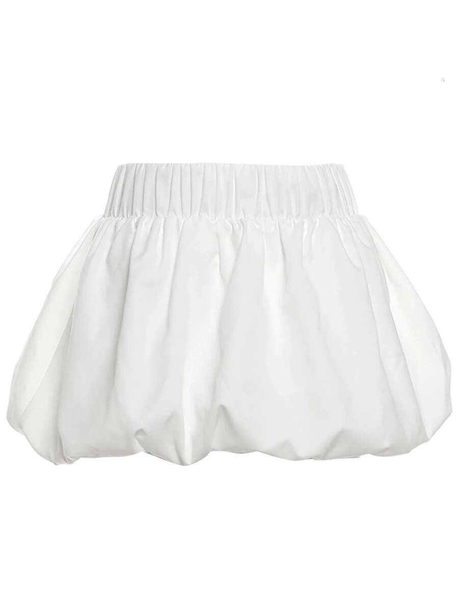 Womens Ruffle Tiered Mini Skirt Chic Solid Color Elastic Waist A-line Skirt for Spring and Summer Fashion