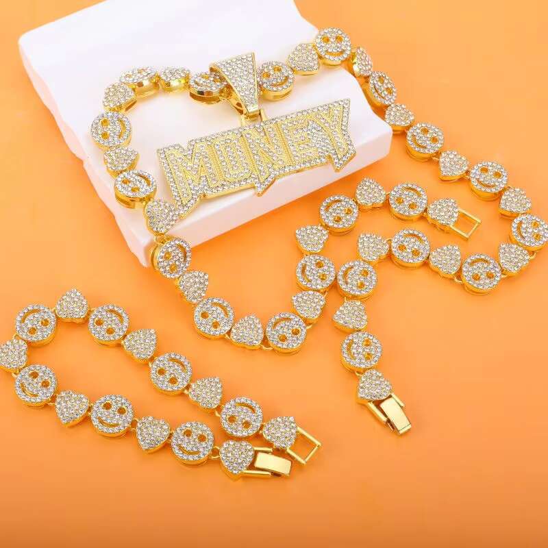 Popular Hip Hop Jewelry Fine Cuban Link Chains Fashion Chokers Necklace Men Bracelet Pendant Necklace Jewelry Set