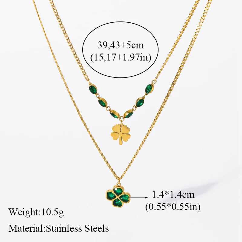 GANEMLY 316L Stainless Steel Green Crystal Necklace Earrings Set For Women Fashion Waterproof Jewelry Set Bijoux Z250607