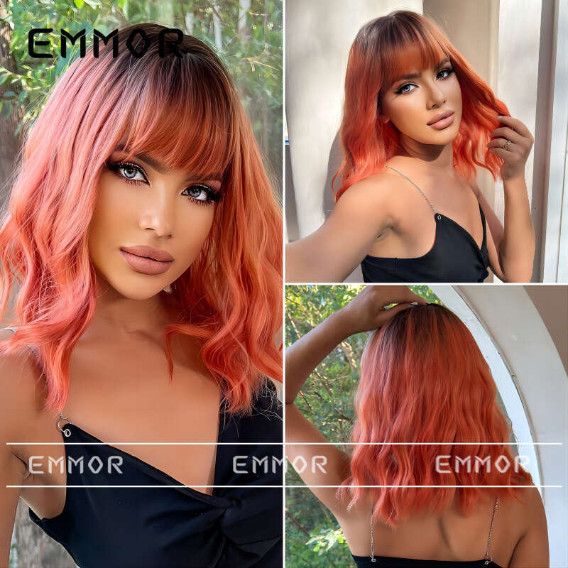 Summer Bobo Hair Wig For Women, Internet Celebrity Style, Natural Fluffy Water Wave Short Curly Hair, Collarbone Length