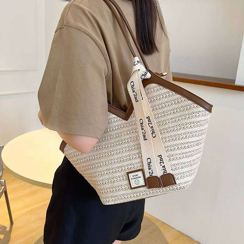Women s Fashion Beach Shoulder Straw Designer Large Capacity Handbag Retro Hand held Woven Bag bag
