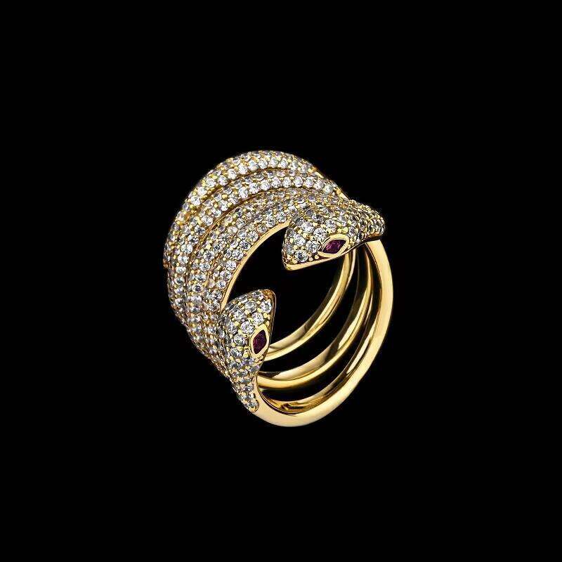 Unisex Snake-Shaped Hiphop Ring Durable and Wear-Resistant with Rose Gold Plating Street Style at an Price