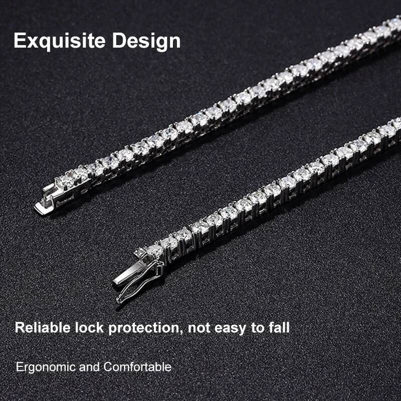 NeeTim Moissanite Tennis Necklace for Woman Certificate Sterling Sier with White Gold Plated Tassel Necklaces Jewelry