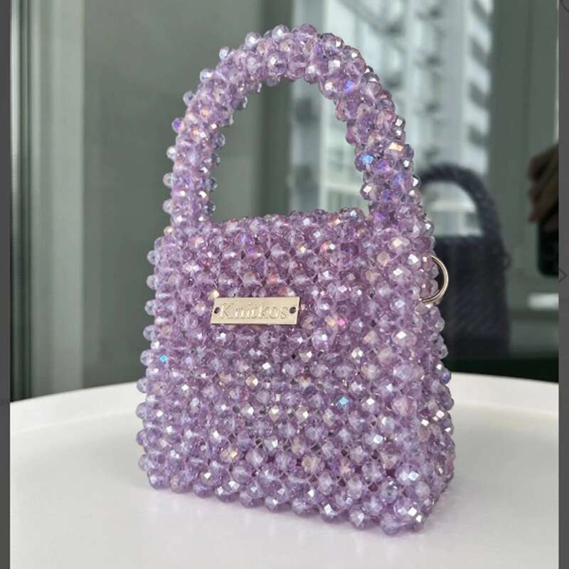 Advanced Shining Crystal Handbag 2024 New Handwoven Beaded Chain Crossbody Bags Fashion Small Banquet Bag Customization