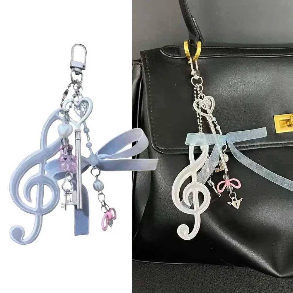 Y2K Bowknot Music Symbol Bag Charms Korean Style Bag Pendant Creative Keychain Key Ornament Jewelry For Bag Keychain Wholesale XJ250607