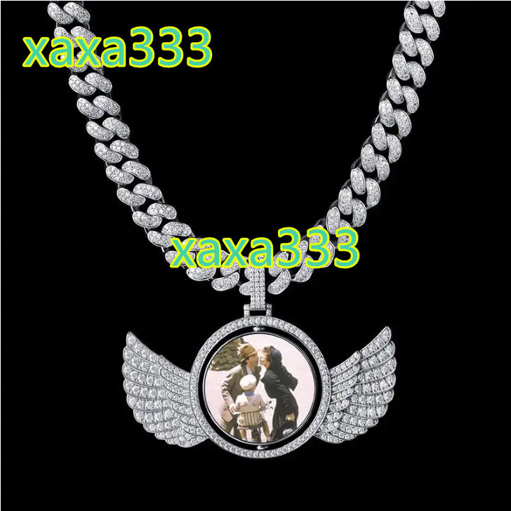 Iced Out Diamond Chain 8mm 10mm 12mm Prong Miami Moissanite Cuban Link Chain and Pendant Memory Photo for Men Rapper