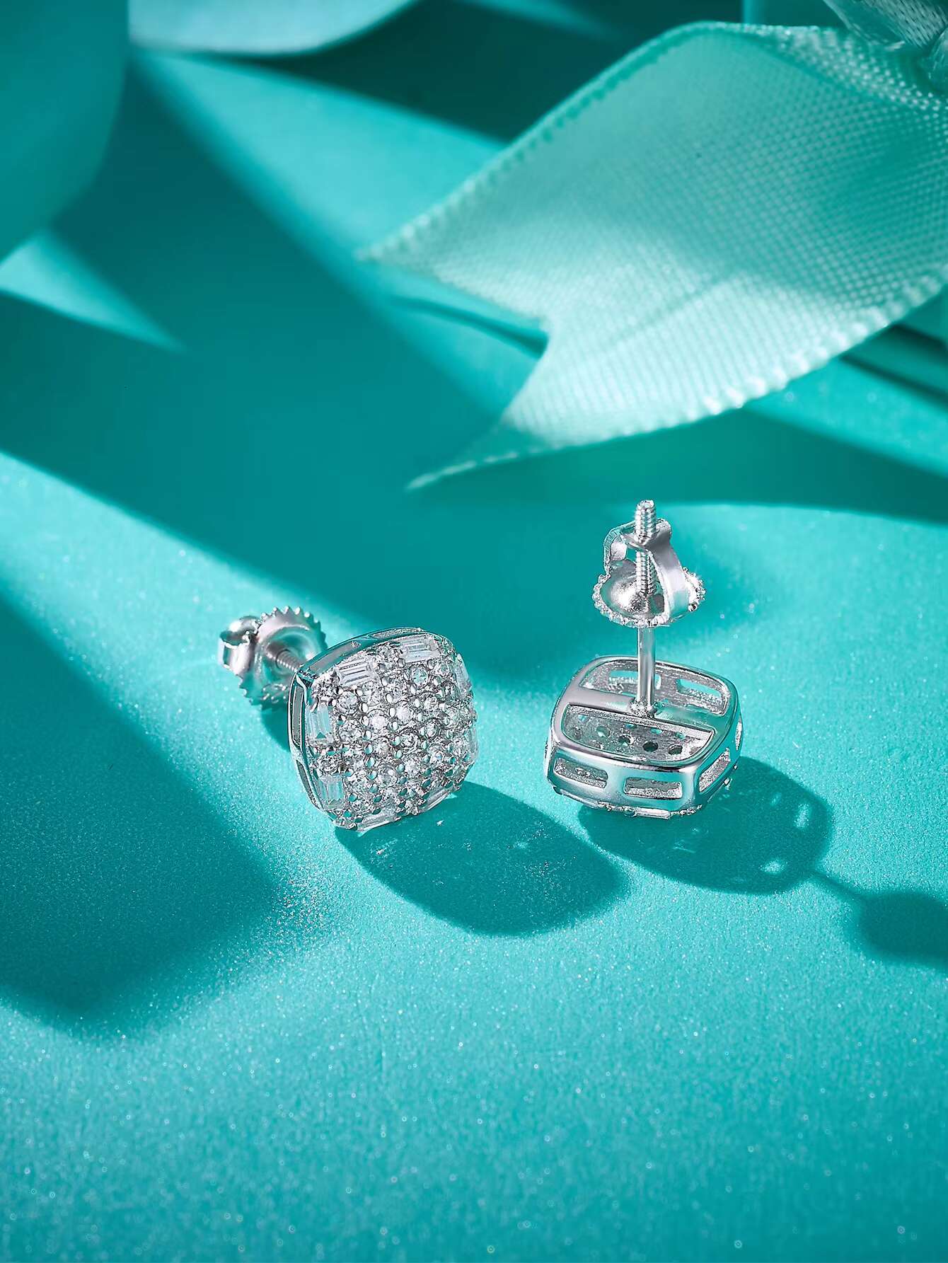 925 Sterling Silver VVS Moissanite Earrings Iced Brilliant Cut Diamond Stud Men Women Fine Dangle VVS Moissanite Diamond Earring