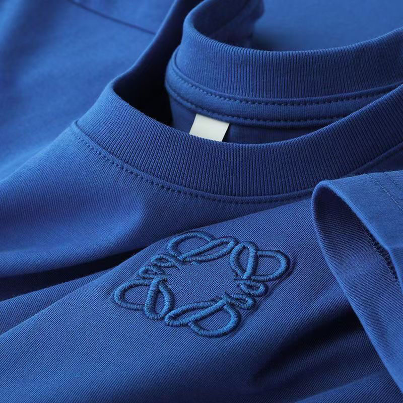 Summer embroidered T-shirts with short sleeves men and women are fashionable, with high-end ice sense, round neck half sleeves and mercerized cotton bottoming shirts