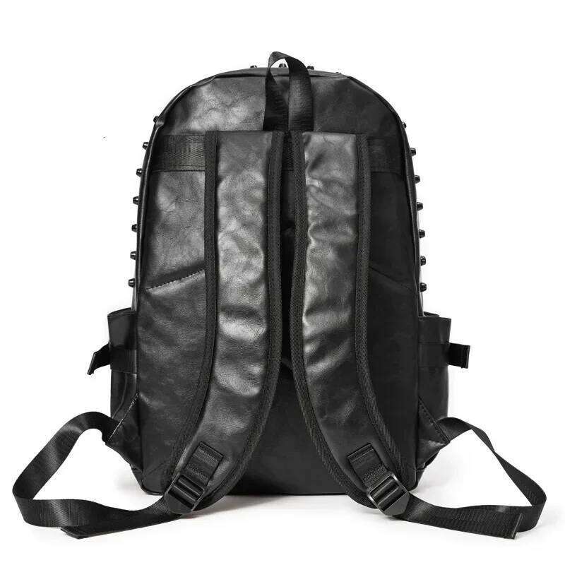 Designer Bag Fashion Rivets Men PU Leather S Backpack Large Capacity Travel Multi Pocket Laptop Bag Schoolbags Pack