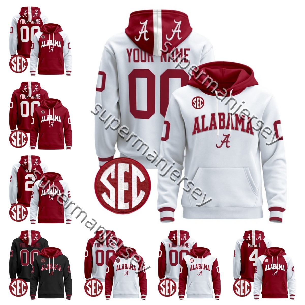 Alabama Crimson Tide hoodie Football Jersey Custom Jalen Milroe Derrick Henry Jermaine Burton Tua Tagovailoa DeVonta Smith Bryce Young S-3XL