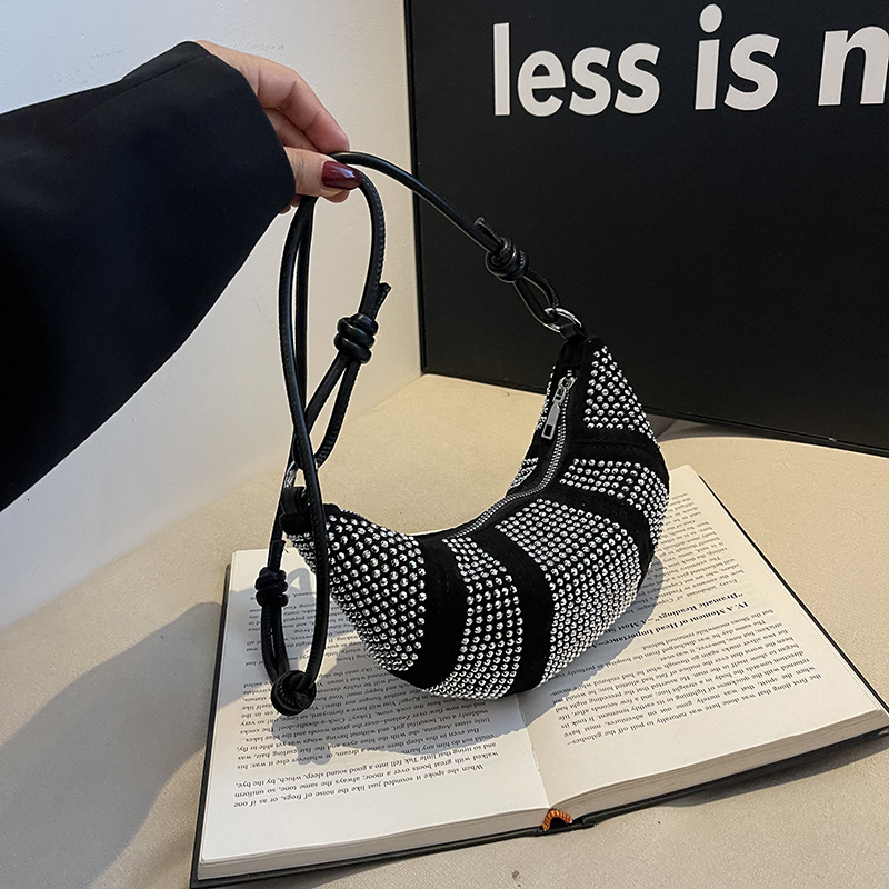 Luxury Brand Designer Bag Niche Design Shiny Rhinestone Horn Bag For Women 2024 Autumn New Fashion Handheld Dumpling Bag Single Shoulder Crossbody Bag