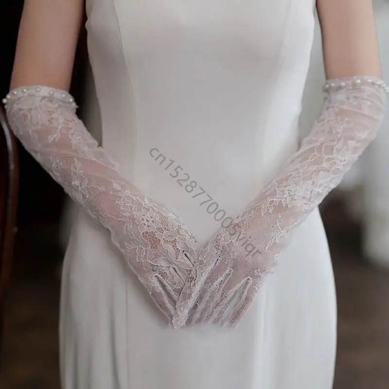 Pearls Lace Sleeve Bridal Gloves Bride To Be Gift Bridal Shower Wedding AXYD 250603