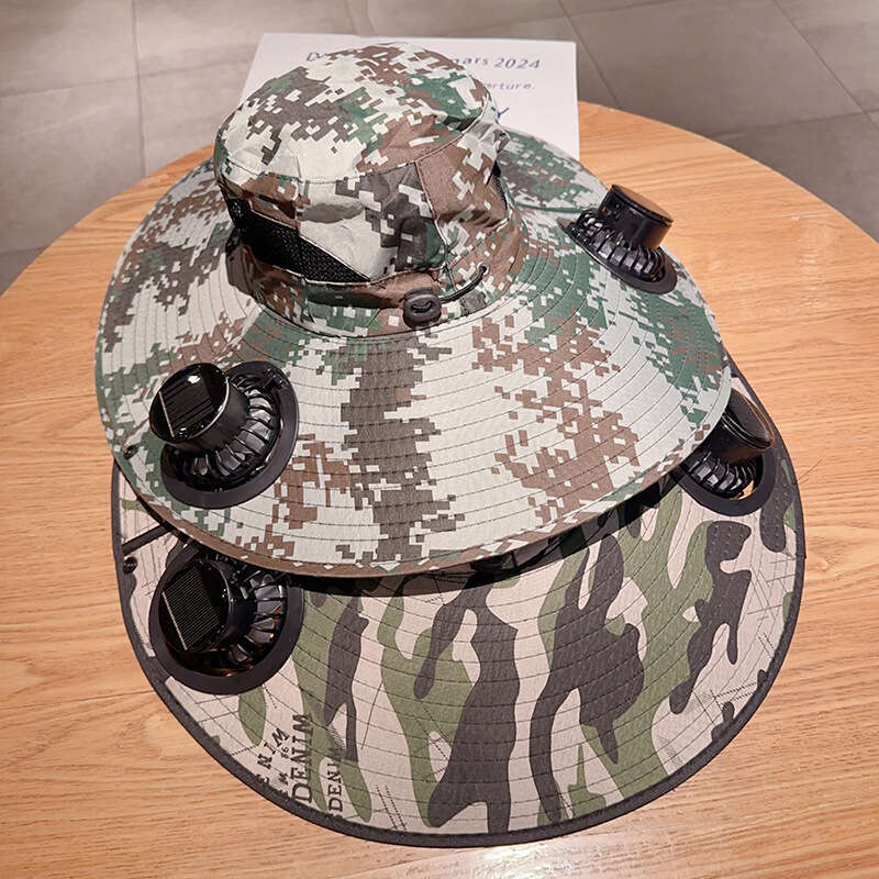 Solar Powered Fan for Men, Summer Outdoor Hiking Fishing UV Sunshade Extra Large Brim Sun Protection Fisherman Hat designer hat